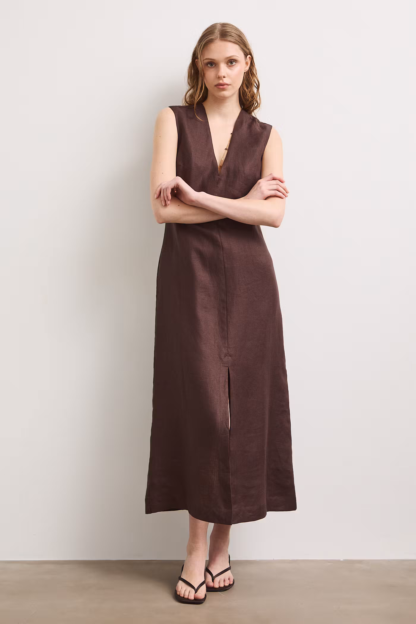 brąz-dla-ciepłej-jesieni-sukienka-midi-lniana-true-autumn-wardrobe